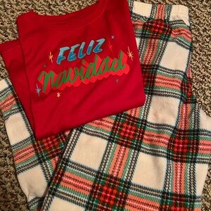 Festive Kids Pajamas Set - Red and Plaid